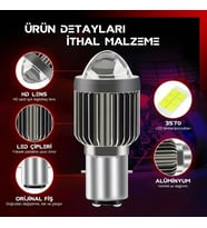 s2 Uyumlu Led Ampul Şimşek Etkili  Sarı-beyaz Csp Led S2 Uzun Kısa  Otomobil Araç Motosiklet Mercekl