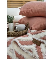 Şaheser Home Collection Müslin Yatak Örtüsü Seti Çift Kişilik Sonia Kiremit