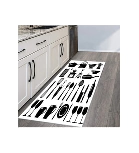 Rovigo Home Dijital Baskı Yıkanabilir Kaymaz Taban Mutfak Halısı RVG2091-SD032 (Beyaz)