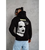 Erkek Baskılı Kapüşonlu 3 iplik pamuklu hoodie Sweatshirt - Siyah