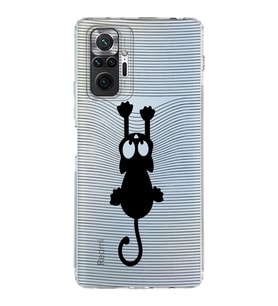 Xiaomi Redmi Note 10 Pro 4G  Kamera Korumalı Kapak Çizgi Kedi Tasarımlı Şeffaf  Kılıf