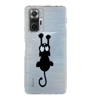 Xiaomi Redmi Note 10 Pro 4G  Kamera Korumalı Kapak Çizgi Kedi Tasarımlı Şeffaf  Kılıf