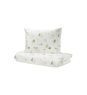 Çocuk Nevresim Takımı, Beyaz-Yeşil, 150x200/50x60 cm