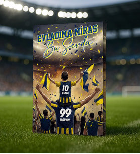 BK Gift Kişiye Özel İsimli Baba-Oğul Sarı Lacivert Evladıma Miras Bu Sevda Kanvas Tablo-3, Ev Hediyesi, Doğum Günü Hediyesi, Taraftar Hediyesi