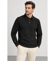 Erkek Polo Yaka Uzun Kollu Triko Sweatshırt – Düğmeli ve Manşetli SW2300001-Siyah