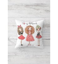 Best Friends Çift Tarafı Baskılı Gizli Fermuarlı Yastık Kılıfı Kırlent Koltuk Yastık Kılıfı (Beyaz-Nar Çiçeği)