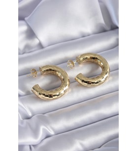Gold Renk Pirinç Halka Model Kadın Küpe