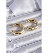 Gold Renk Pirinç Halka Model Kadın Küpe