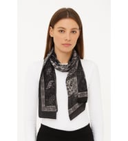 Siyah Gri Paisley Desenli Şal
