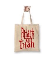 Attack On Titan Font Logo Bez Çanta Uzun Saplı Alışveriş Çantası Plaj Çantası (Beyaz)