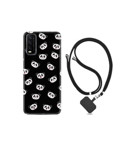 Vivo Y11s Kılıf Silikon Desen Boyun Askılı Panda Suratları 1773