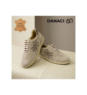 Kadın Hakiki Deri Leopar Detaylı Günlük Sneaker