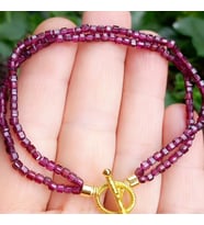 2513 y Lal (garnet) iki sıralı el yapımı bileklik