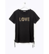 Kadın Love Baskılı Siyah Tişört