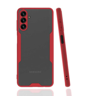 Galaxy A04S Kılıf Kamera Korumalı Arkası Şeffaf Silikon (Kırmızı)