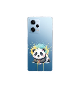 Redmi Note 12 Pro 5G ile Uyumlu Splash Panda Tasarımlı Şeffaf Silikon Kılıf