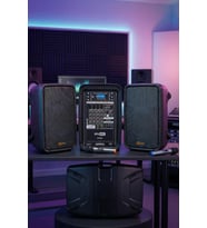 Hepa Merz Potent Kompakt Portatif Ses Sistemi Mixer Çift Hoparlör ve Çift Mikrofon 1000W