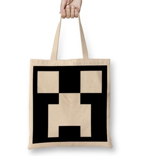 Creeper White Face Minecraft Bez Çanta Uzun Saplı