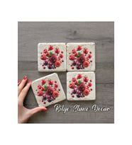 BİLGE tasarım Stone Decor Taş Bardak Altlığı 4'lü Set 10x10x1 Cm desenli