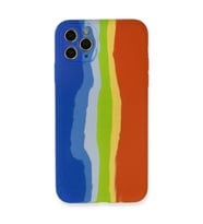 İphone 11 Pro Kılıf Ebruli Lansman Silikon - Mavi-turuncu