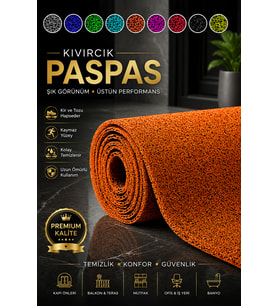 100 x 1000 Kıvırcık Paspas Tüm Ölçüler Kaymaz Taban Halı Yolluk Kapı Önü Paspası