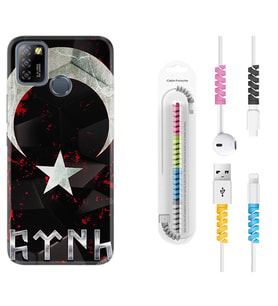 INFINIX Smart 4 5 6 Zero 8 S5 Pro Kılıf Kablo Koruma Spiral Silikon Göktürk 1394