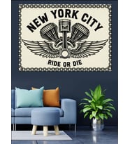 "New York City" Vintage Amblem Dekoratif Kanvas - Mdf Ahşap Tablo
