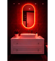 Oval Elips LED Işıklı Ayna  Beyaz Günışığı Amber Mavi Kırmızı RGB  Dekoratif Banyo Makyaj Aynası