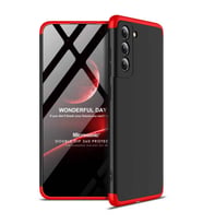 Microsonic Samsung Galaxy S21 FE Kılıf Double Dip 360 Protective Siyah Kırmızı