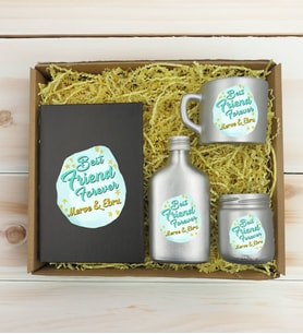 BK Gift Kişiye Özel İsimli DTF Best Friend Temalı Antrasit Defter & Gümüş Kahve Fincanı & Kolonya & Mum Hediye Seti-2, Arkadaşa Hediye, Doğum Günü Hediyesi
