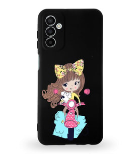 Samsung Galaxy M23 Uyumlu Lansman Kılıf. Altı Kapalı İçi Kadife  Vespagirl Tasarımlı Silikon Kapak (Şeffaf)