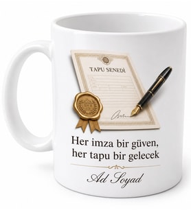 Tapu Sicil Müdürlüğü Çalışanına İmzalar Atıldı Tapu Teslim Kupa Bardak Hediye