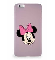 Apple iPhone 6 Plus Soft Premier Kapak Minnie Mouse-C Tasarımlı Silikon Kılıf - Pudra (Şeffaf)