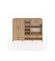 Hyperion Dolap 12 Raflı 4 Çekmeceli 4 Kapaklı 220x44x163 Çam-Çam