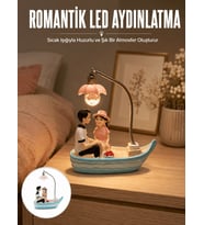 Romantik Sandal Üzerinde Çift Figürü LED Gece Lambası Masa Dekoru Yeni Nesil