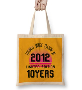 2012 birthday Gift - Made, Born in 2012 Gift - 10 Year Old Birthday Gift    Vintage Style Bez Çanta Uzun Saplı