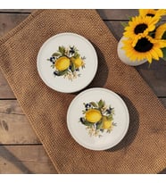 Limon desenli porselen yuvarlak mini sunum tabağı 2'li