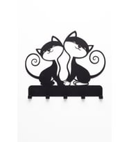 Anahtar Askılığı, Metal Anahtarlık Askısı, Kedi Desenli Anahtar Askılığı Siyah