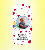 Erkek Bebek Emzikli Resimli Kalpli Magnet Açacak Kişiye Özel