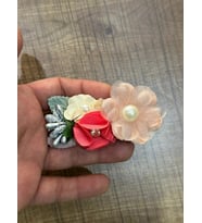 8X4 CM TASARIM İNCİ BONCUKLU ÇİÇEKLİ YAKA İĞNESİ TÜRBAN İĞNESİ BROŞ (Yeşil)