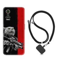 General Mobile GM 21 Pro GM 22 Pro Plus Kılıf Boyun Askılı Silikon Çılgın Kedi 1674