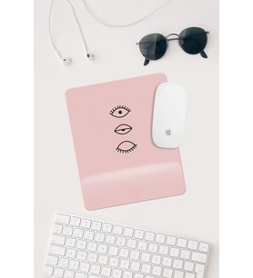 Pembe Göz Çizimli Bilek Destekli Dikdörtgen Mouse Pad Mouse Altlığı.