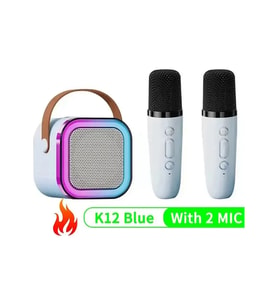 1-2 Kablosuz Mikrofonlar İle K12 Karaoke Makinesi Taşınabilir 5.3 Pa Bluetooth Mavi 2 Mic