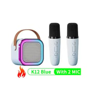 1-2 Kablosuz Mikrofonlar İle K12 Karaoke Makinesi Taşınabilir 5.3 Pa Bluetooth Mavi 2 Mic