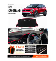 e-biz OPEL CROSSLAND (2020-2024) Uyumlu Torpido Örtüsü, Torpido Kılıfı - Siyah-Kırmızı - OP022
