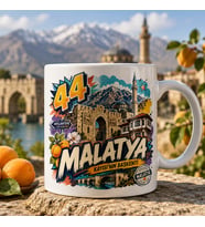 Malatya Temalı Hediyelik Kupa Bardak - 44 Plaka Kayısının Başkenti Pop-Art Çizgi Roman Baskılı Özel Tasarım Kupa