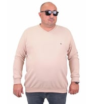 Starbattal Büyük Beden Selanik V Yaka Classic Sweat 23201 BEJ