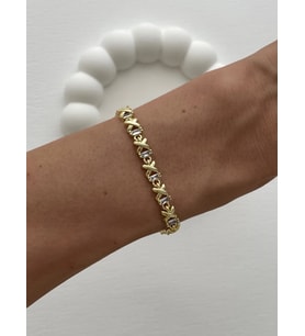 Özel Seri Baget Taşlı X Tasarım Gold Bileklik