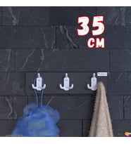 Modilayn ARI 9 Kancalı Banyo Askısı 3'lü Set (31,4x9,6 cm)  Şık Tasarım,  Düzen ve Yer Tasarrufu