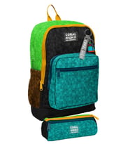 Coral High Okul Sırt Çantası ve Kalemlik Seti - Siyah Yeşil Kahverengi Craft Desenli Erkek Çocuk SETYGN33216C
